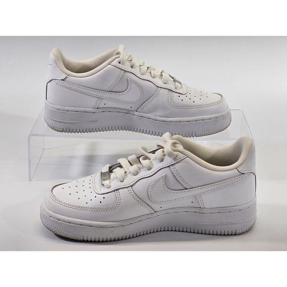 DMS Youth Size 4 Nike Air Force 1 Low LE White Leather Sneakers Tennis Shoes EUC - Picture 3 of 10